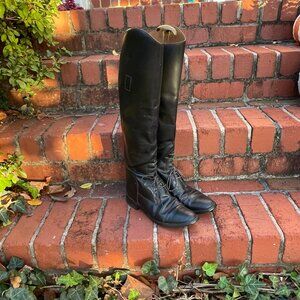 Tall Black Leather Field Boots